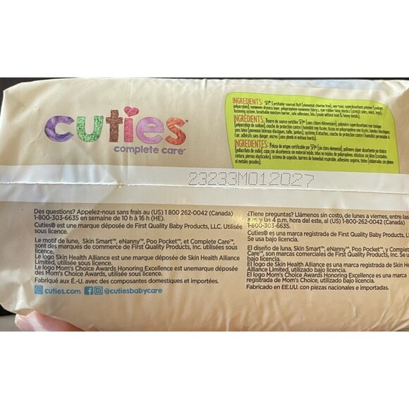 42~Cuties Complete Care Baby Diapers, Size 0 Newborn, 1~Packs of 42 - Picture 8 of 11